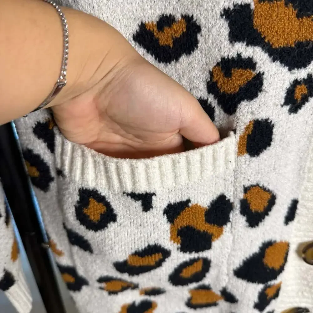 Ladies Leopard Cardigan Sweaters